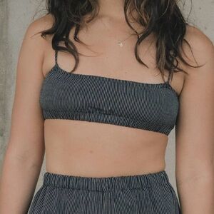 Ozma of California house bralette in petite stripe silk noil
